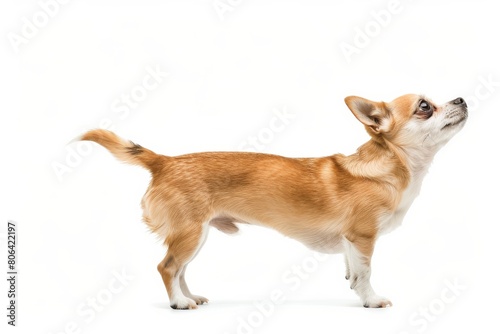 the beside view Chihuahua dog standing, 