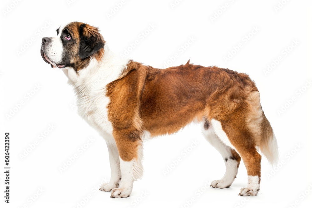 the beside view Saint Bernard dog standing, left side view, the beside view Saint Bernard dog standing, left side view,