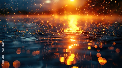 Lake Temptations: Dramatic Lighting & Textured Raindrops - Abstract Background photo