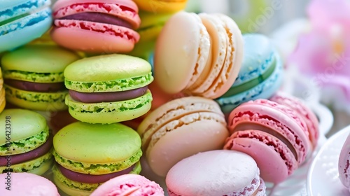 varied and colorful macaroons, delicious sweet and tasty dessert