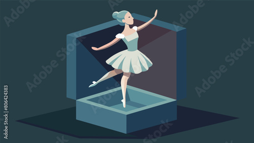 In a corner of the mystery box a delicate porcelain figurine of a ballerina stood its graceful pose intact despite its age.. Vector illustration