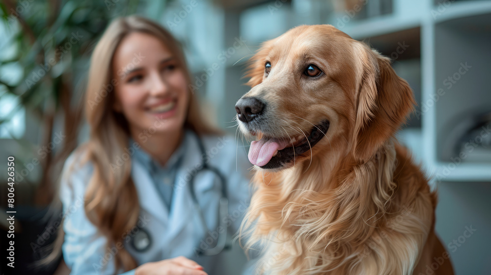 Veterinary consultation of a dog in the presence of the veterinarian, beautiful profession. Veterinary consultation of a dog in the presence of the veterinarian, beautiful profession.