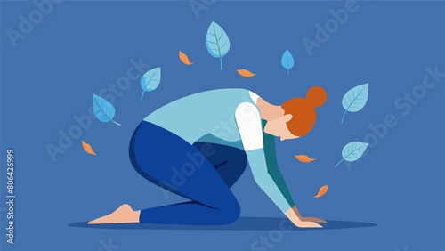 As you move into a seated forward fold you imagine the leaves falling from the trees as you release any lingering tension in your spine and. Vector illustration