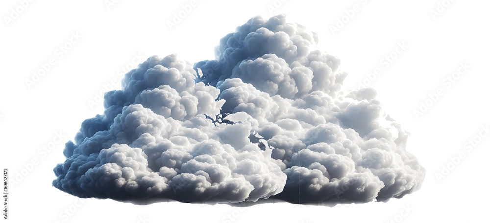 illustration of real white clouds close up, transparent png, generative ai