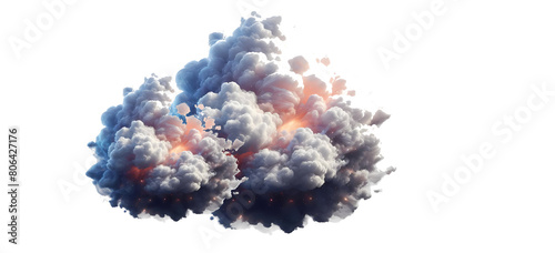 illustration of real white clouds close up  transparent png  generative ai