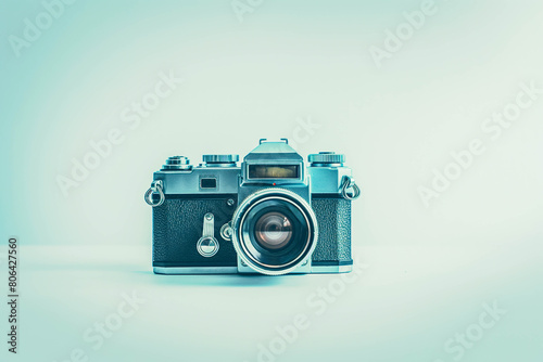 A vintage camera, capturing memories of days gone by, standing out against a minimalist white background.