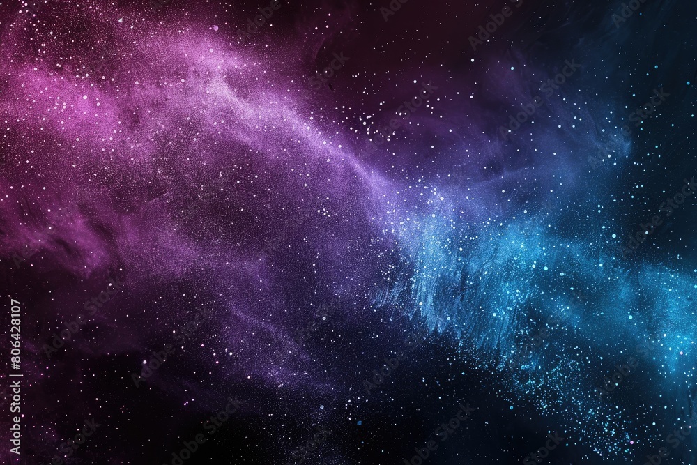 A colorful galaxy with purple and blue swirls. The colors are vibrant and the stars are scattered throughout the scene