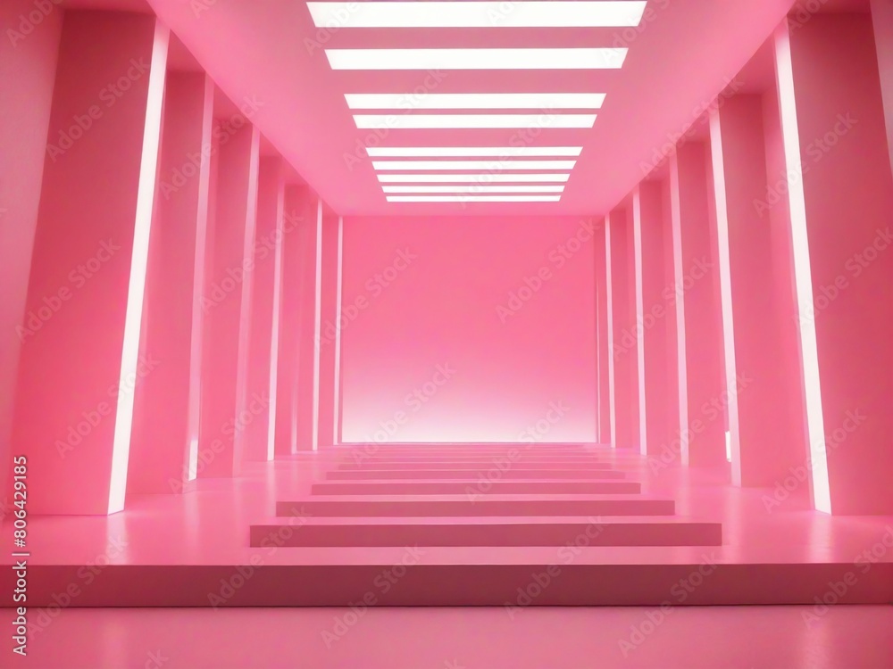 Obraz premium red corridor with columns