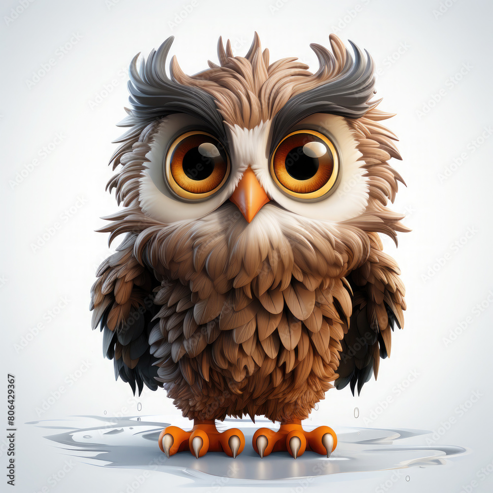 Fototapeta premium Watercolor Nimbus owl, clipart Illustration, Generative Ai