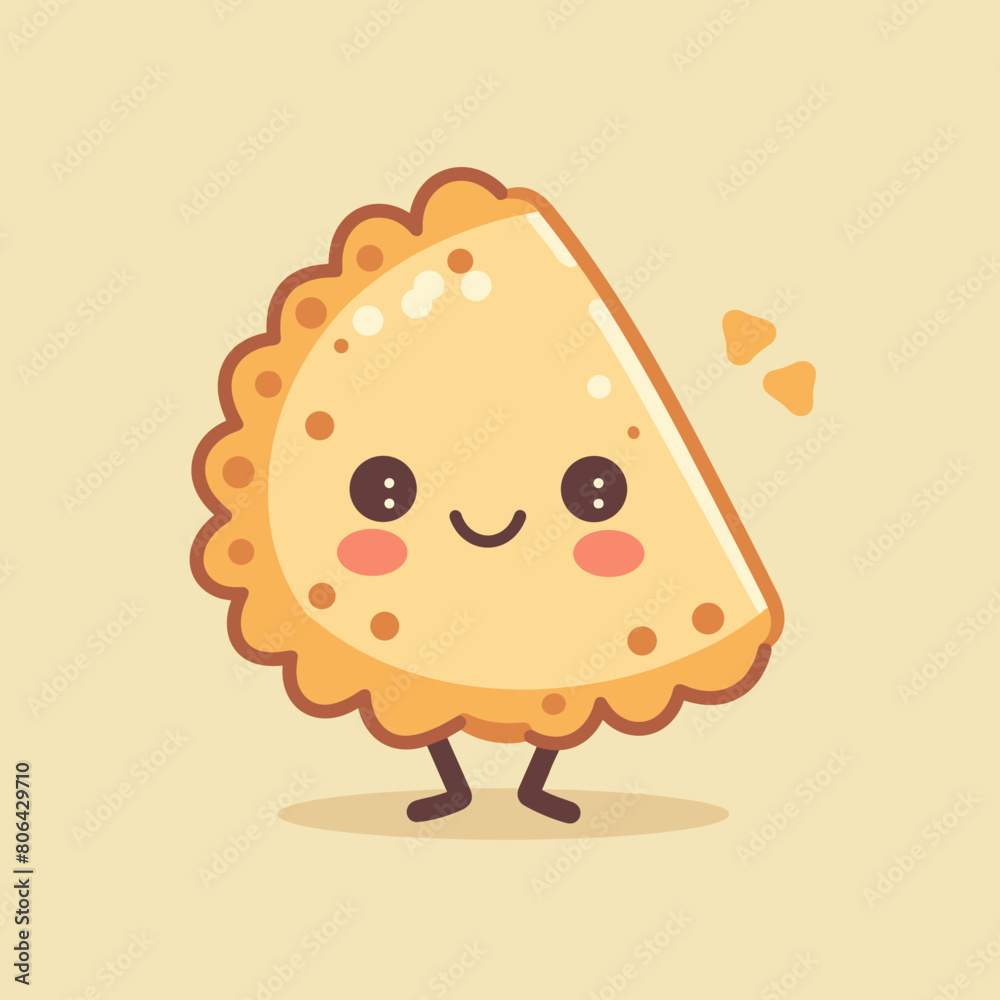 A cartoon Pierogi with a smile on its face. The Pierogi is yellow and has a happy expression A cartoon Pierogi with a smile on its face. The Pierogi is yellow and has a happy expression