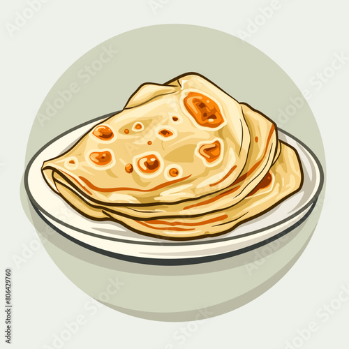 A plate of three folded tortillas. flatbread