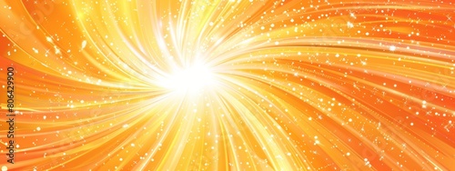 Vector background with orange and yellow rays, radiating from the center of an abstract spiral in white color. The colors blend into each other, creating an atmosphere of lightness and energy. photo