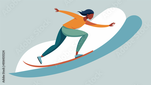A skilled rider gliding on a curved rail their board seemingly fused to their feet.. Vector illustration