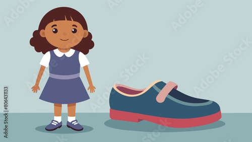A pair of handmedown dress shoes worn by a young her first day of school carrying with them the memories of her older siblings academic achievements.. Vector illustration photo