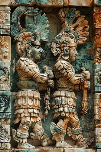 A depiction of the Maya hero twins from the Popol Vuh, Hunahpu and Xbalanque, in midaction photo