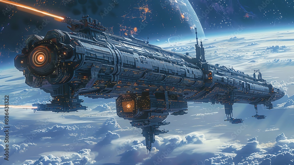 Craft an eye-level angle scene of a space station orbiting a distant planet, featuring advanced technology, intricate designs, and dramatic lighting, executed in a mix of vector and pixel art Craft an eye-level angle scene of a space station orbiting a distant planet, featuring advanced technology, intricate designs, and dramatic lighting, executed in a mix of vector and pixel art