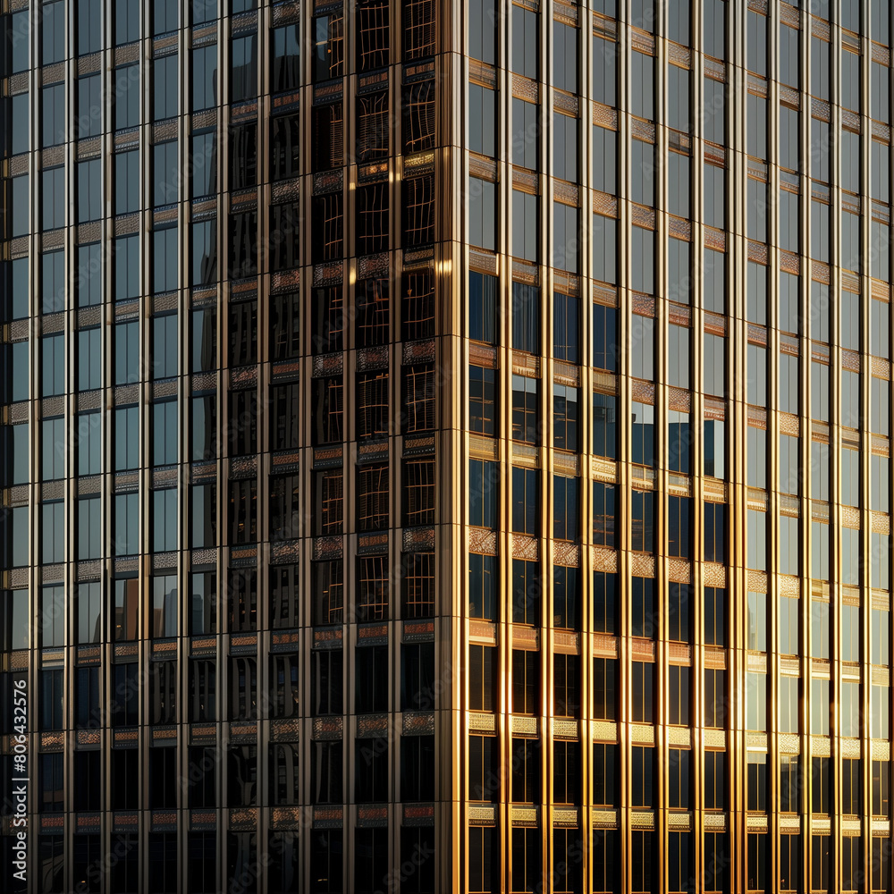 Sunset Reflections on Modern Skyscraper Facade Sunset Reflections on Modern Skyscraper Facade