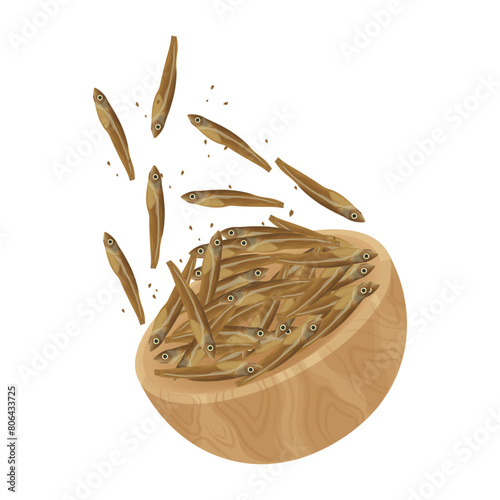 Vector Illustration logo levitation dried anchovies