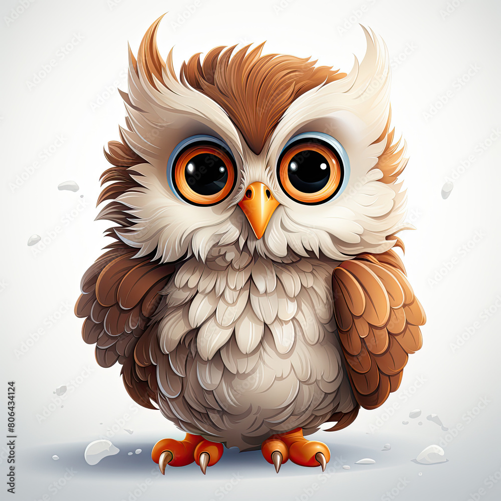 Naklejka premium Watercolor Nimbus owl, clipart Illustration, Generative Ai