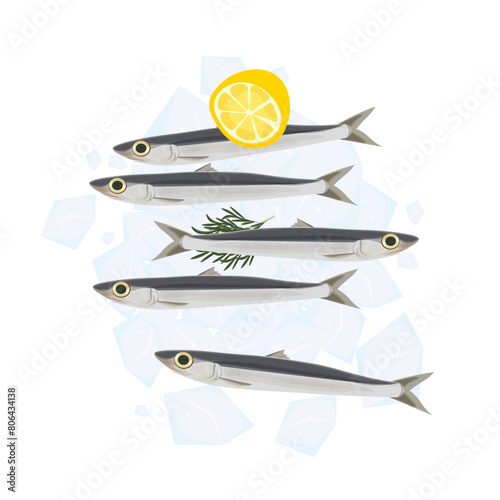 Vector Illustration logo Fresh anchovies