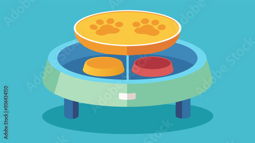 An adjustable food bowl with compartments for different types of food able to calculate the exact balance of nutrients your pet needs based on their. Vector illustration