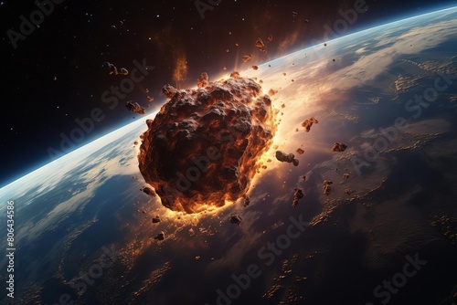 A giant meteor is hurtling towards Earth. The impact will be catastrophic. photo