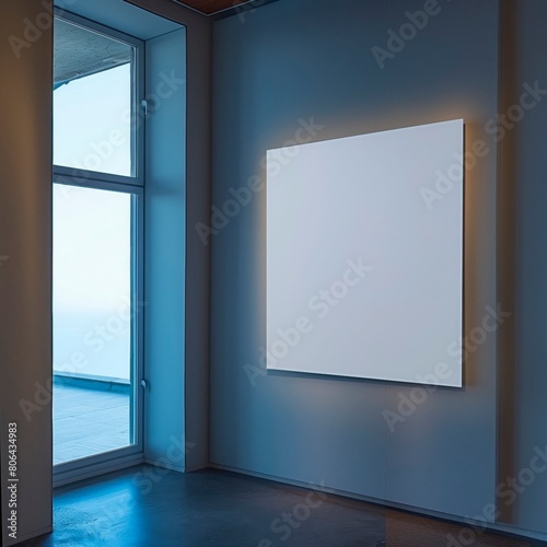 Empty room with window. Canvas mockup on a wall