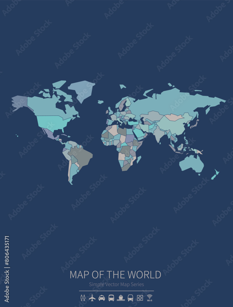 Naklejka premium World map. continental map. a simple map of the country.