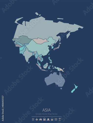 Asia continental map.
a sim...