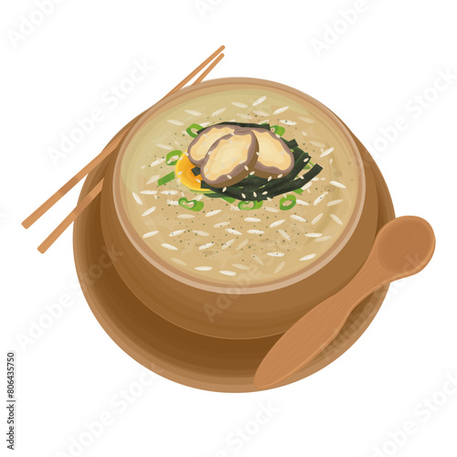 Vector Illustration logo delicious Jeonbokjuk Rice porridge with abalone