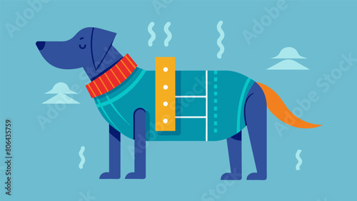 A lightweight and breathable mesh coat with both heating and cooling capabilities for pets who need temperature regulation all year round.. Vector illustration