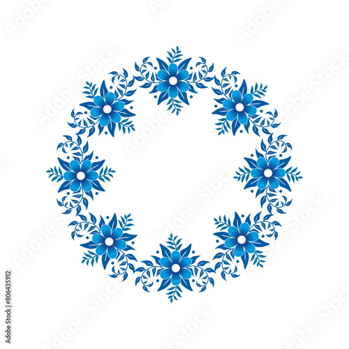 Blue flower in circle Vectors