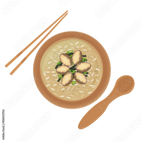 Vector Illustration logo ready to eat Jeonbokjuk Korean Rice porridge with abalone