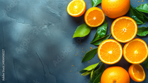 Citrus essence: droplets glisten, whispering of the vibrant flavor and rejuvenating freshness of orange juice photo
