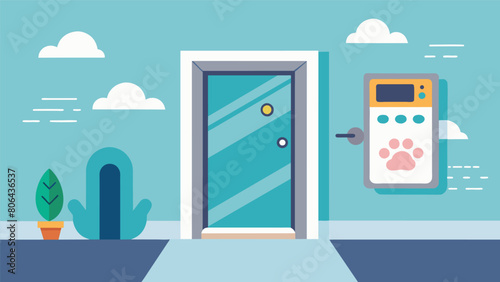 Take the hassle out of constantly checking the weather before letting your pet out with an automatic pet door that does the work for you.. Vector illustration photo