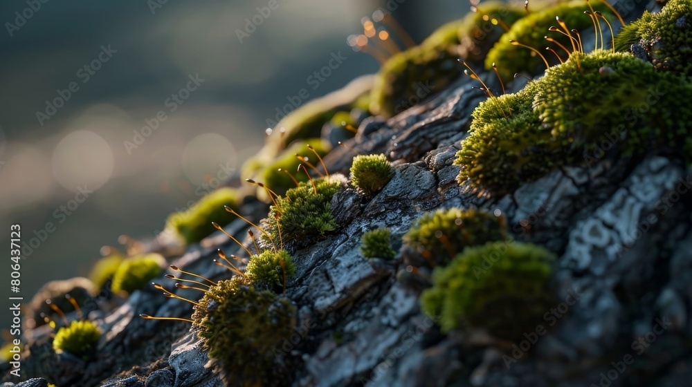 Captivating Close-up of Lush Moss Covering a Tree Branch in a Nature Scene Captivating Close-up of Lush Moss Covering a Tree Branch in a Nature Scene