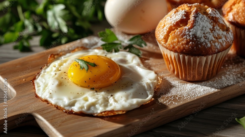 Delectable Breakfast Creations:From Sizzling Fried Eggs to Freshly Baked Muffins in a Cozy Kitchen Scene Delectable Breakfast Creations:From Sizzling Fried Eggs to Freshly Baked Muffins in a Cozy Kitchen Scene