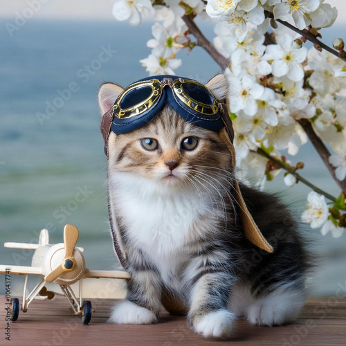 A kitten filming a pilot concept photo