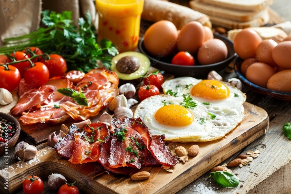 Gluten-Free Breakfast Spread with Assorted Organic Ingredients and Fresh Produce Gluten-Free Breakfast Spread with Assorted Organic Ingredients and Fresh Produce
