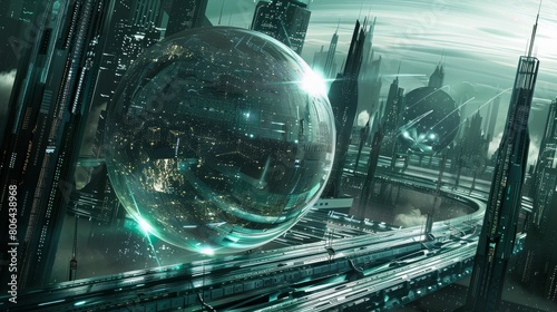 futuristic 3D illustration of a solar-powered sphere in science fiction