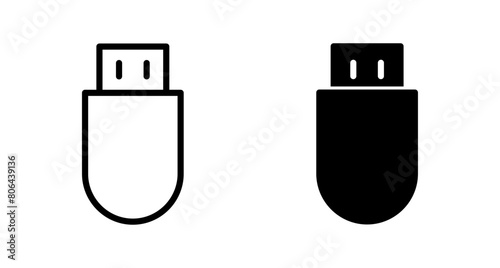 Usb icon vector isolated on white background. Flash disk icon vector
