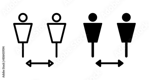 Social distancing icon vector isolated on white background. Keep distance sign. Coronavirus. Social Distancing and Self Quarantine.