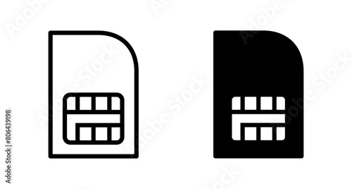 Sim card icon vector isolated on white background. Mobile slot icon. Mobile cellular phone sim card chip.
