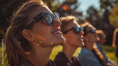 Park-goers Safely Observe Solar Eclipse with Viewing Glasses