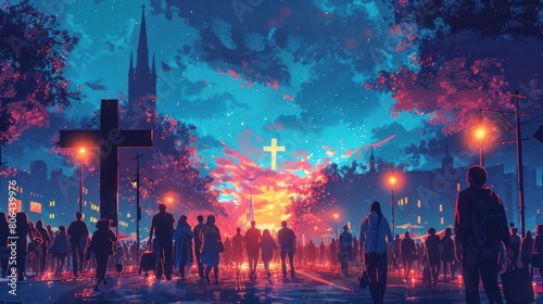 Colorful AI-Generated Illustrations for Good Friday Festival Publicity