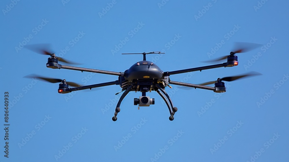 Unmanned Drone Surveillance Helicopter Flying for Military Intelligence Observation and Reconnaissance with Automatic Camera Unmanned Drone Surveillance Helicopter Flying for Military Intelligence Observation and Reconnaissance with Automatic Camera