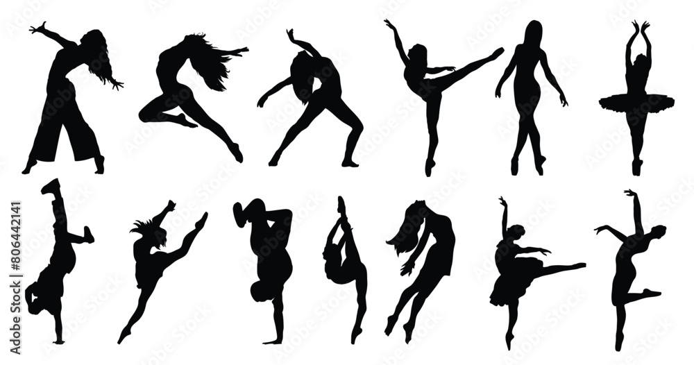 Dance silhouette pack of dancer silhouettes Dance silhouette pack of dancer silhouettes
