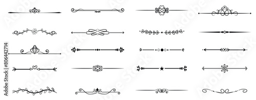 Floral design elements vintage dividers in black color. page decoration. vector illustration. isolated