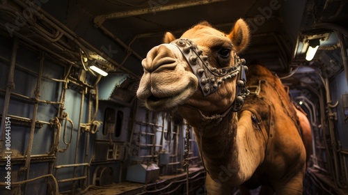 close-up of a camel in a rustic stable © Balaraw
