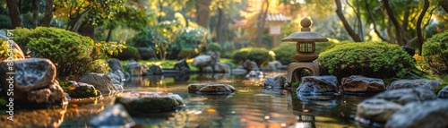 Zen garden serenity  depicting the peacefulness and tranquility of a traditional Japanese garden